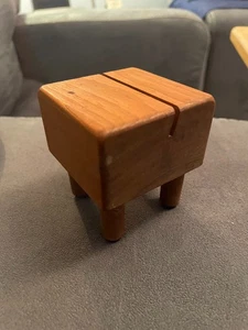 Vintage Mini Holz Metzger Block Rezept Halter Bus Karte 3" - Bild 1 von 5