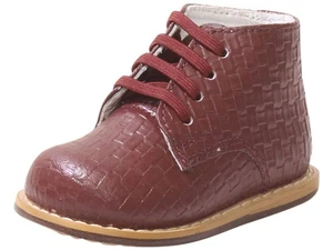 Josmo Infant/Toddler Kids Boy's-Girl's Full Woven First Walker Oxfords Burgundy - Picture 1 of 7