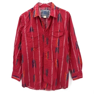 Vintage American Hero Shirt Mens L Button Down Western Cowboy Aztec Rodeo Red - Picture 1 of 9