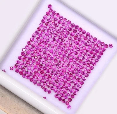 Lote de 50 piezas de piedras preciosas facetadas de zafiro rosa natural de 5 mm certificadas corte redondo Foto 1 de 4