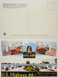 Little King's Hotel Court, Route 66 Joplin MO - Vintage Motel Postcard 1946 - Picture 1 of 1