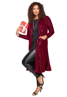 Roaman's Women's Plus Size Sequin Duster - Image 1 of 4