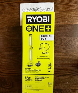 RETAIL $279! New/Sealed RYOBI 18V LED Work Light KIT w/ TWO BATTERIES & CHARGER! - Picture 1 of 11