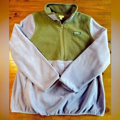L.L. Pullover polar Bean Katahdin cuarto cremallera púrpura verde para mujer talla XL NUEVO SIN ETIQUETAS Foto 1 de 4