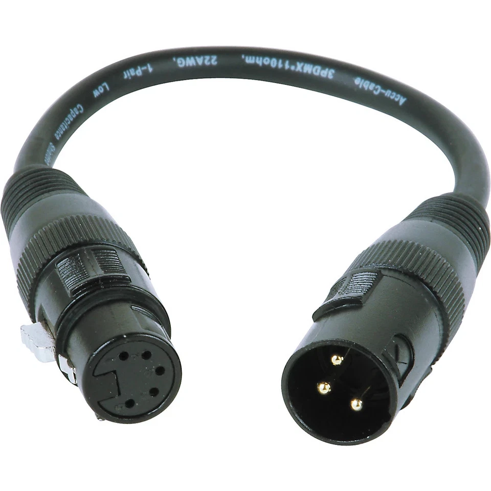 American DJ 3 Pin Male XLR to 5 Pin Female XLR Turnaround - Image 1 of 1