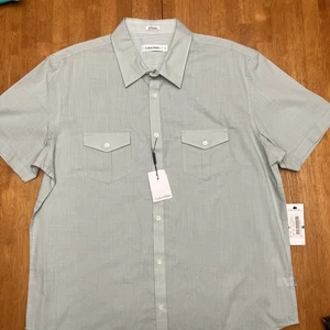 Calvin Klein Hombre Botón Talla XL RN#36543 100% Algodón Verde Nuevo Con Etiquetas - Imagen 1 de 8