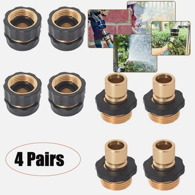 4对花园软管快速连接水软管适合母头公头连接器套装3/4 — 第 1/4 张图片