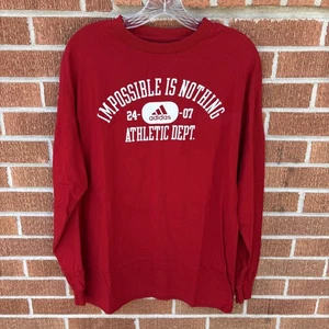 T-shirt Adidas grafica taglia M "Impossibile è niente" rossa manica lunga - Foto 1 di 5