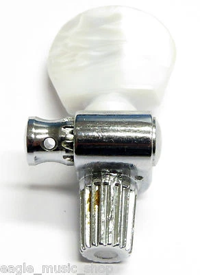 Tuning Peg Geared 5° Corda Banjo Cromato con Pulsante Perlato di Leader Banjo Co