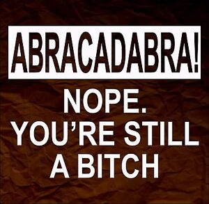 Abracadabra, You're Still A Bitch Funny Bumper Sticker Vinyl Decal 