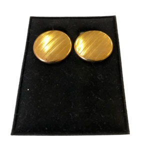 ORECCHINI CLIP BOTTONE ORO A RIGHE BIGIOTTERIA VINTAGE ANNI 70-90 CM 2 - Picture 1 of 2
