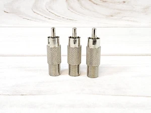 RCA Male Jack to F-Type Female Plug Coax Adapter Radio Connector Lot of 3 - Picture 1 of 3
