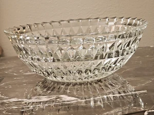 Vintage Crystal Diamond Point Sawtooth 8.5" Serving Bowl - Picture 1 of 8