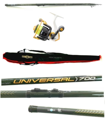 Combo Bolognese Canna 7 Metri Mulinello Filo Fodero Pesca Trota Orata Mare Lago - Immagine 1 di 4