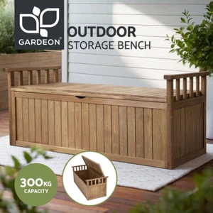 Gardeon Outdoor Storage Box Wooden Garden Bench 129cm Chest Tool Toy Sheds XL - Picture 1 of 7