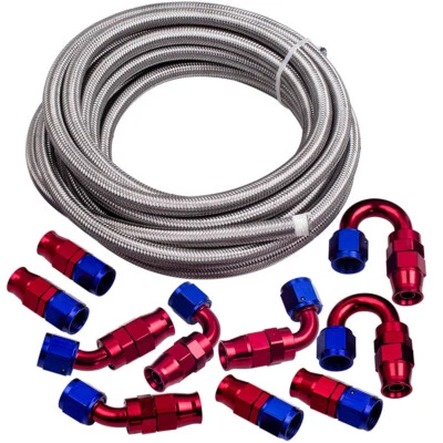 20FT AN8-8AN Kit Tubo Carburante Intrecciato Carburante Linea Hose ends Kit - Immagine 1 di 4
