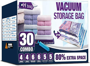 30 Pack Vacuum Storage Bags Saver Seal Bag for Storage Organize Travel Clothes