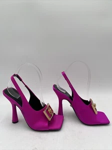Women’s Versace Fuchsia Satin Sandals Pink Size 37.5 - Picture 1 of 7