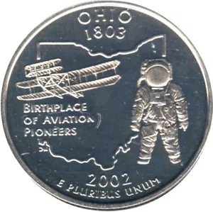 USA 1/4 Dollar Washington Quarter (Ohio) 2002 P AU in a capsule - Picture 1 of 1