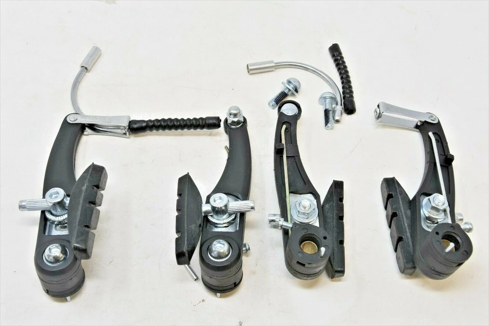 V-BRAKES SET SCHWARZ MIT ROHREN, BELÄGEN, BEFESTIGUNGSSCHRAUBEN MTB ATB KINDERFAHRRÄDER OLD STYLE