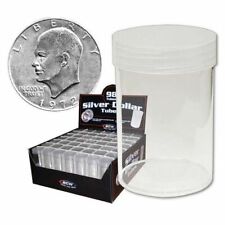 (Pack of 6) BCW Clear Round Coin Tubes SILVER DOLLAR SIZE Heavy Duty Screw Top