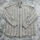 Vintage Tommy Bahama Shirt Mens Large Beige Madras Plaid Tencel Button Down
