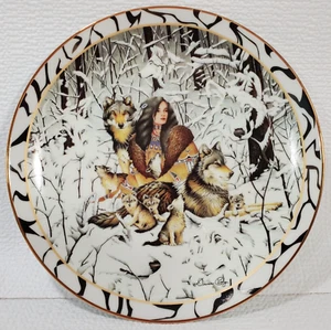 Native Harmony Where Paths Meet Native Americans and Wolves Collector Plate #1 - Picture 1 of 10