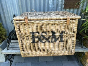 FORTNUM AND MASON F&M EXTRA LARGE WICKER BASKET - BLANKET STORAGE LOG BASKET - Picture 1 of 9