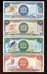 Trinidad & Tobago Set: P46 1, P47 5, P-48 10 & P51 100 Dollars, 2006 Crisp VF-AU - Bild 1 von 2
