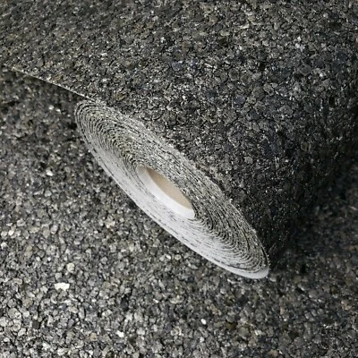 Modern Charcoal Gray Big Chip Natural Real Mica Stone Wallpaper Plain Textured  - Image 1 of 4