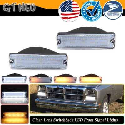 For 91-93 Dodge D150 D250 D350 W150 W250 W350 Switchback LED Turn Signal Lights - Image 1 of 4