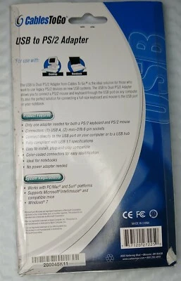 C2G 27225 USB to PS/2 Keyboard/Mouse Adapter Cable, Beige  - Image 1 of 2