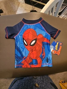 2T Spiderman Badeoberteil. Jungen. Blau, Rot. UPF 50. Marvel. - Bild 1 von 5