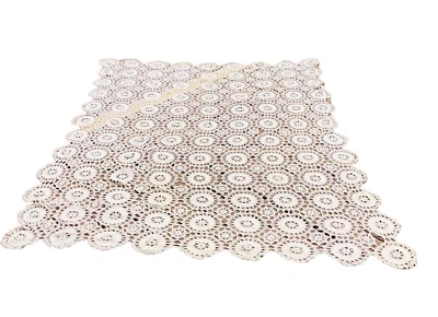 "Cubierta de cama edredón vintage de ganchillo crudo 86"" x 72""" Foto 1 de 4