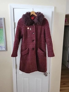 Vintage Women trench Coat Size S or M furry top Espirit - Picture 1 of 10