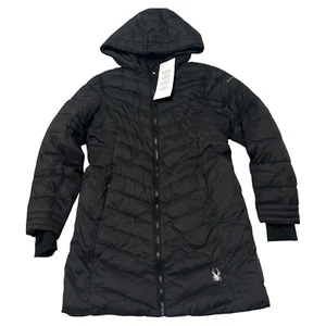 NWT Spyder Boundless Puffer Hooded Jacket Girls Size L (12-14) Black $229 - Picture 1 of 7