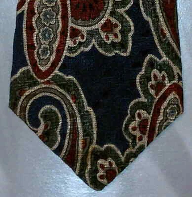 Corbata Colección Churchill Seda Azul Granate Bronceado Diseño Paisley Nueva en Caja t237  Foto 1 de 4