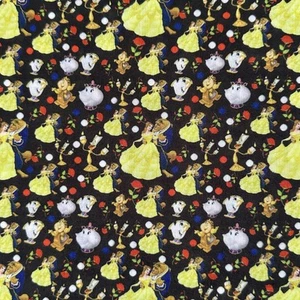 Beauty & The Beast Disney Princess Character Fabric Poly Cotton Fat Quarter - Picture 1 of 4