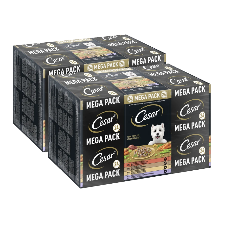 48x150g Cesar Hundefutter Nassfutter Landragout Schale 4 Varietäten Mix - Bild 1 von 1