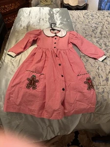 VTG AUSTIN & ASHLEY Dress Pink Size 7 Button Collared Gingerbread Embroidered - Picture 1 of 8