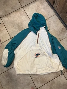 Vtg NFL Miami Dolphins Reebok Football Men's Anorak Jacket Coat Xxxl On Field - Picture 1 of 5