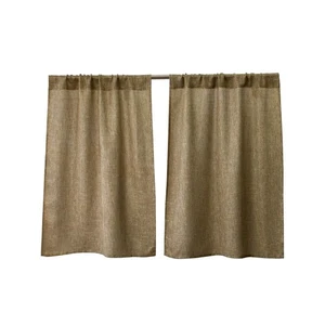 Burlap Tier Curtains for Kitchen Rustic Tan Rod Pocket Curtains for Short Win... - Picture 1 of 7