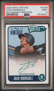 2020 Onyx Vintage Julio Rodriguez Green Auto /50 PSA 9 Mint SP Seattle Mariners - Picture 1 of 2