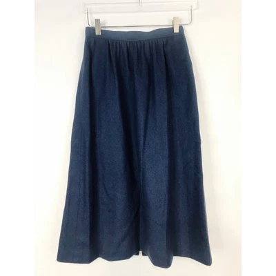 Vintage Evan Picone Skirt Womens 12 Blue Midi Wool Union Made USA Modest Office - Image 1 of 4