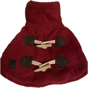 KLEINER HUND WELPE MANTEL JACKE PULLOVER KAPUZE WARM FLEECE ROT BORDEAUX SCHWARZ SÜSS! - Bild 1 von 3