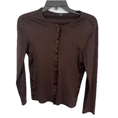 Boss Hugo Boss Mujer’s Cárdigan Botón Pequeño Marrón Usado en Excelente Condición 100% Algodón x1 Foto 1 de 4