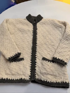 C.C.H. Imports 100% Lana Virgen Ecuador Suéter Cárdigan Chaqueta Talla L/XL - Imagen 1 de 9