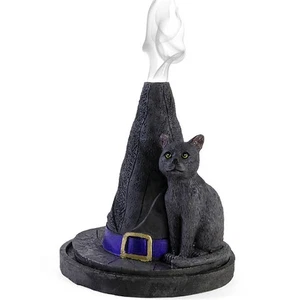 Witch Hat With Cat Incense Cone Holder - Picture 1 of 3