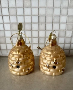 Park Hill Beehive glass Christmas Tree ornaments Honey Bees Holiday Decor NEW 2 - Foto 1 di 3