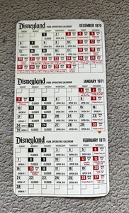 VINTAGE DISNEYLAND CAST MEMBER PARK KALENDER Dezember 1970 bis Mai 1971 - Bild 1 von 2
